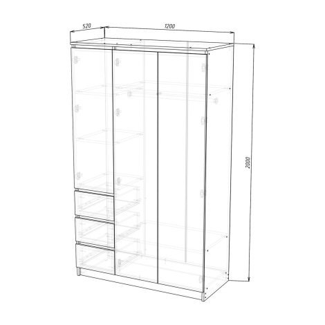 Купить Шкаф 3д3ш KASHEMIR 1200х2000х520 в Виннице