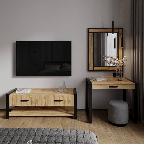 Тумба Loft 1400 + Стіл Loft 1Ш + Дзеркало Loft